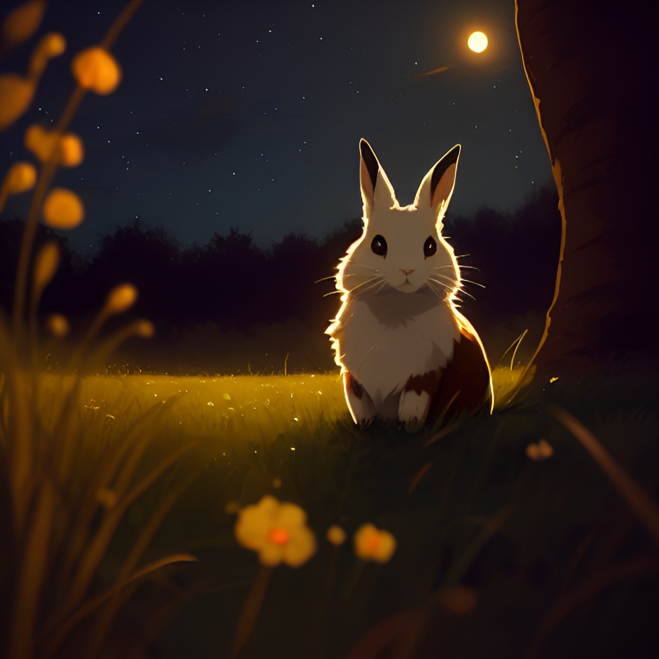 A rabbit hiding in the grass